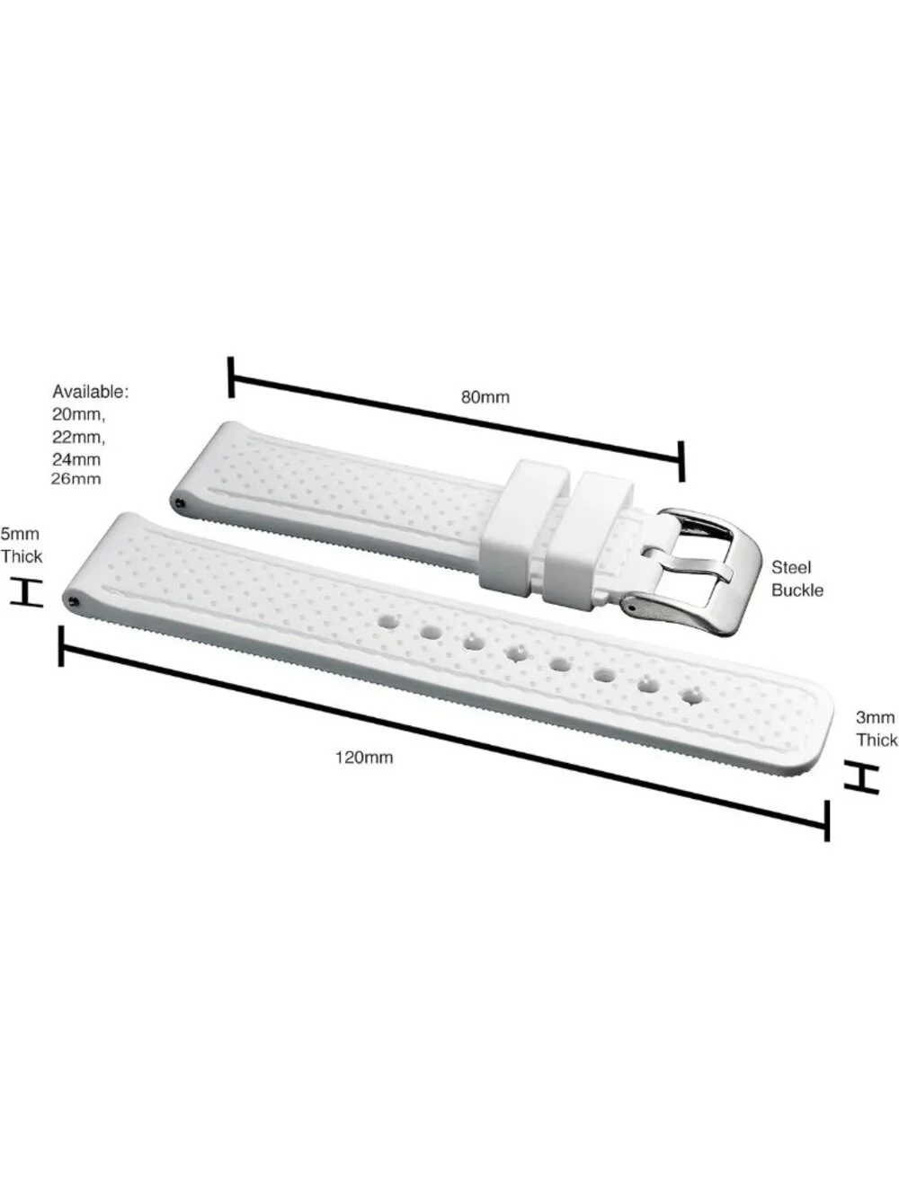 Sporty Soft Silicone Adjustable Watch Band - Waterproof Quick Release Strap for
